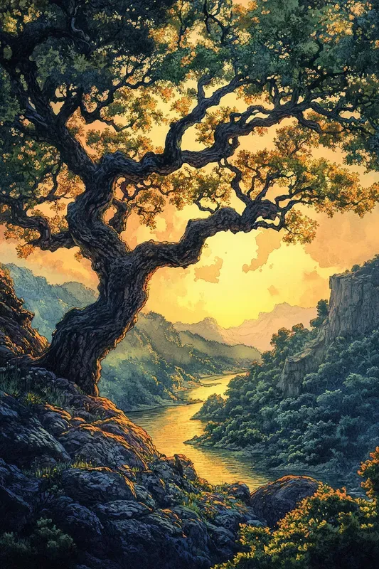 Vibrant Sunset Nature Paintings