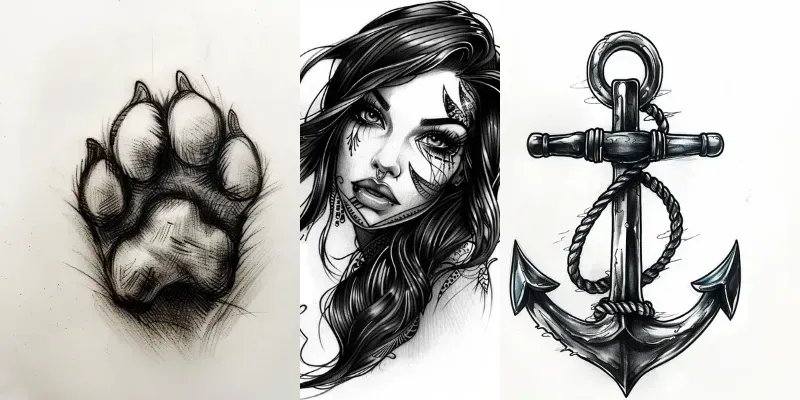 Tattoo Sketch Design Art Drawings Hq generated by undefined