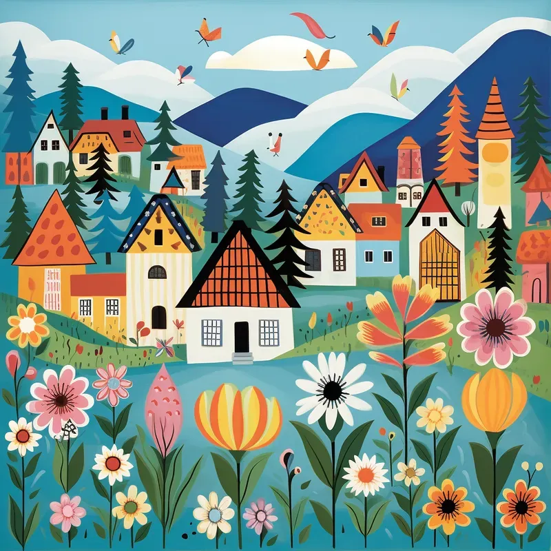 German Folk Art Collages