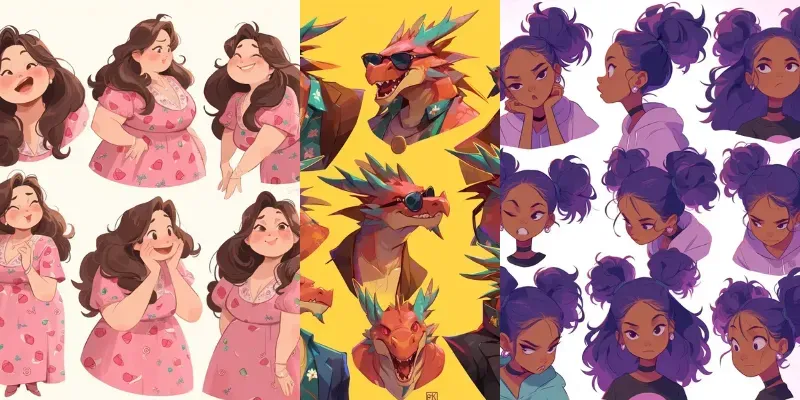 Character Facial Expression Sheets generated by undefined