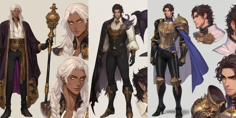 High Fantasy Male Character Sheets generated by undefined