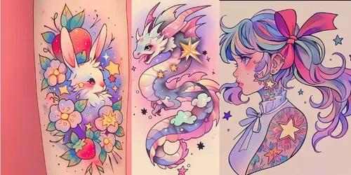 Girly Pastel Tattoo Designs generated by midjourney