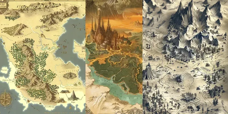 Vintage Fantasy World Maps generated by undefined