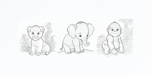 Coloring Safari Animals generated by midjourney