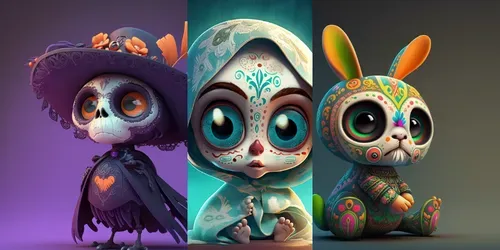 Dia De Muertos Inspired Little Animals generated by midjourney