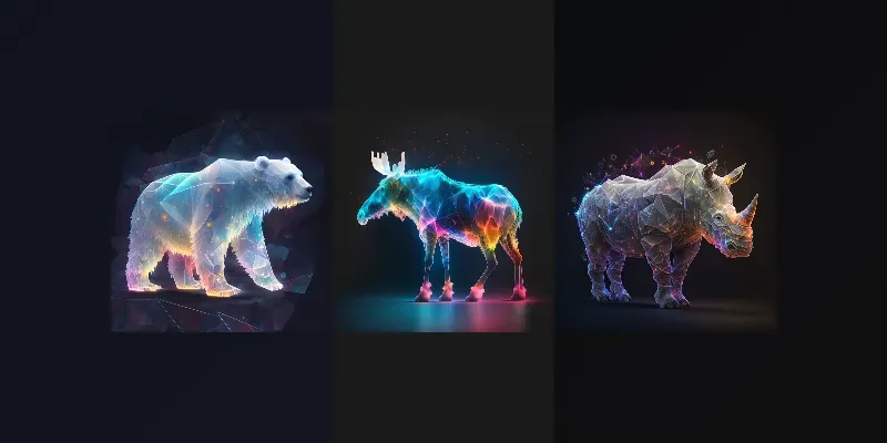 Unique Glowing Neon Animals generated by undefined