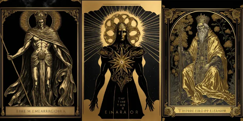Fantasy Black And Gold Tarot Cards generated by undefined