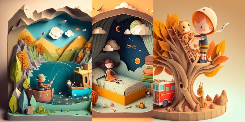 Children Book Illustration Dioramas generated by undefined