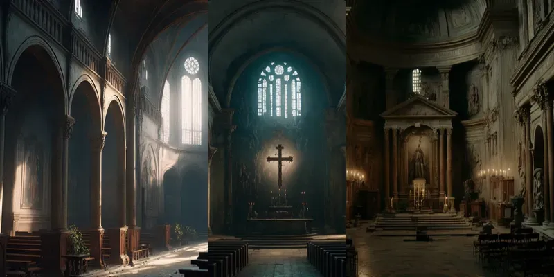 Cinematic Old Churches Worldwide generated by undefined