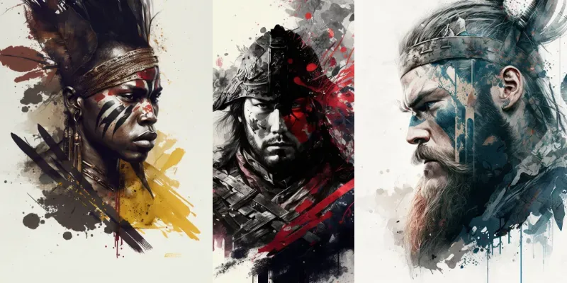 Unique Painted Ink Portraits generated by undefined