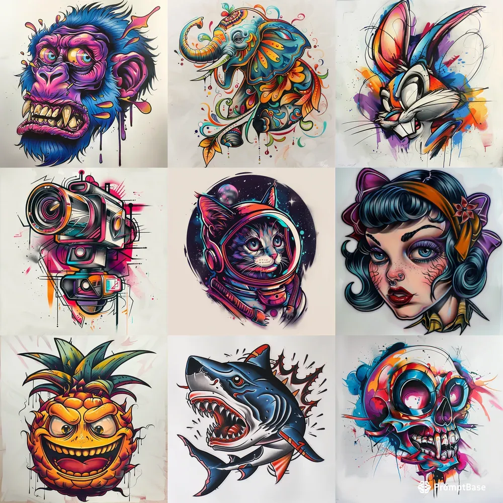 Newschool Cartoon Tattoos