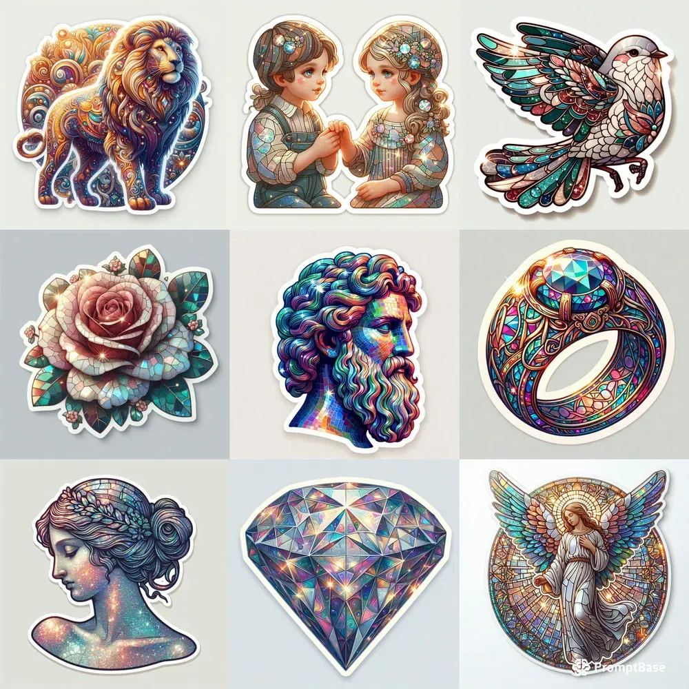 Glitter Vintage Mosaic Stickers