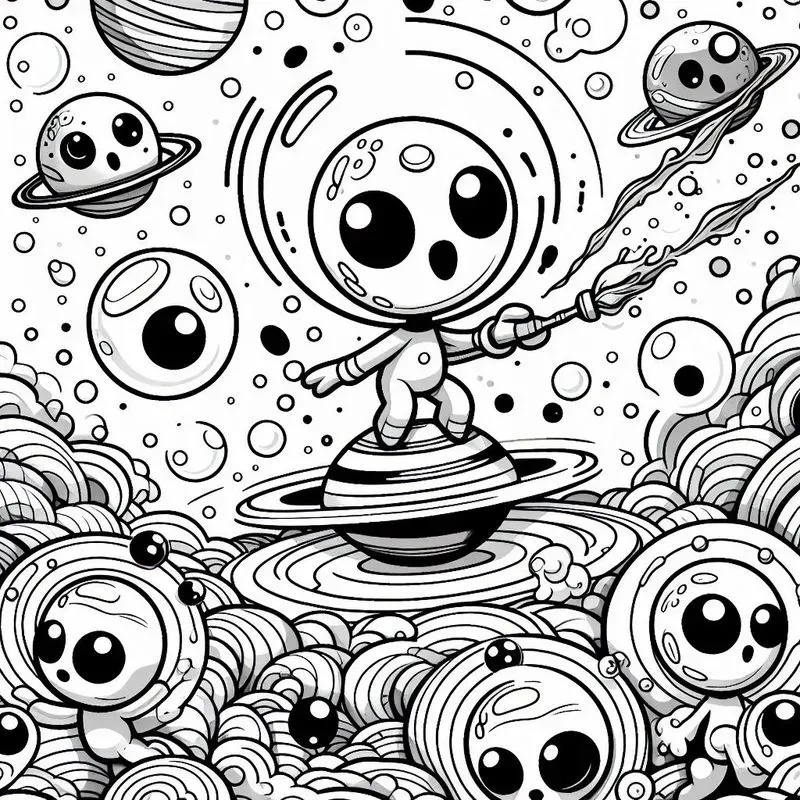 Alien Black And White Coloring Drawings