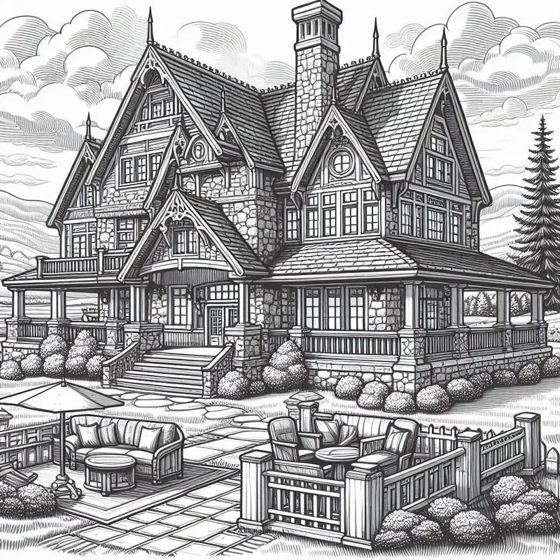 Mansion Coloring Papers