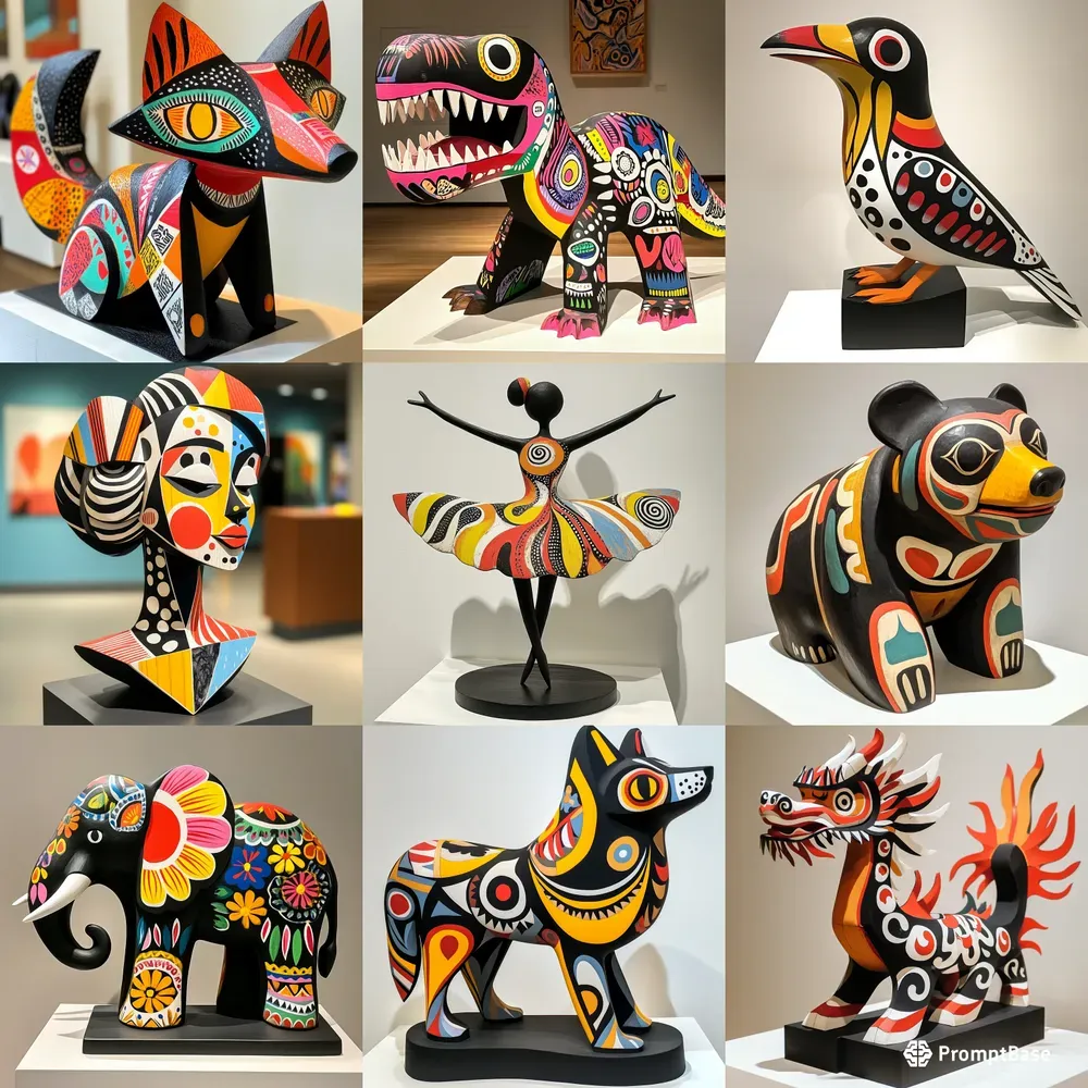 Colorful Wood Sculptures