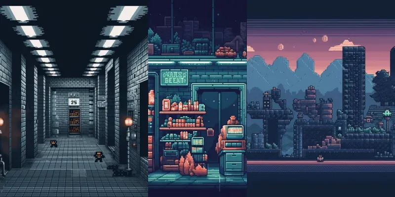 Pixel Art 8bit Old Game Environments generated by undefined