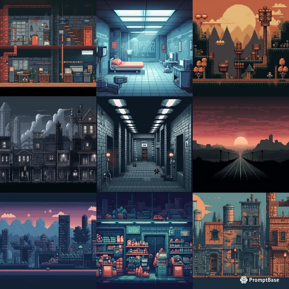 Pixel Art 8bit Old Game Environments