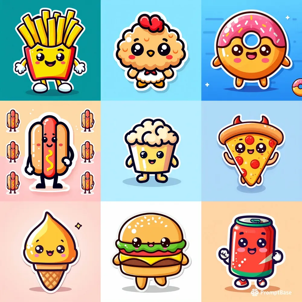 Cute Fastfood Stickers