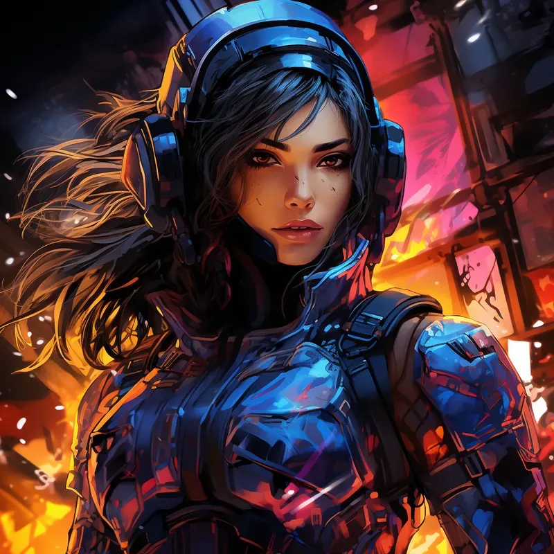 Scifi Cyberpunk Neon Comic Book Art