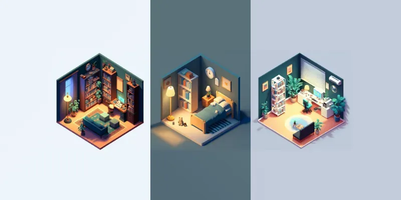 Cute Video Game Concepts Isometric Rooms For Houses generated by undefined