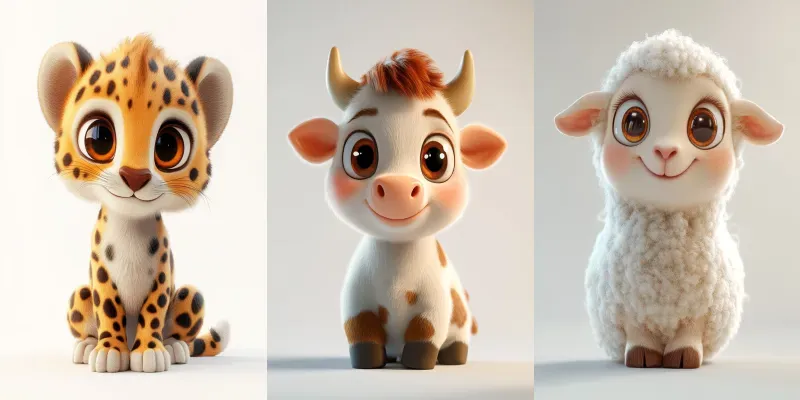 Realistic 3D Cartoon Animals generated by undefined