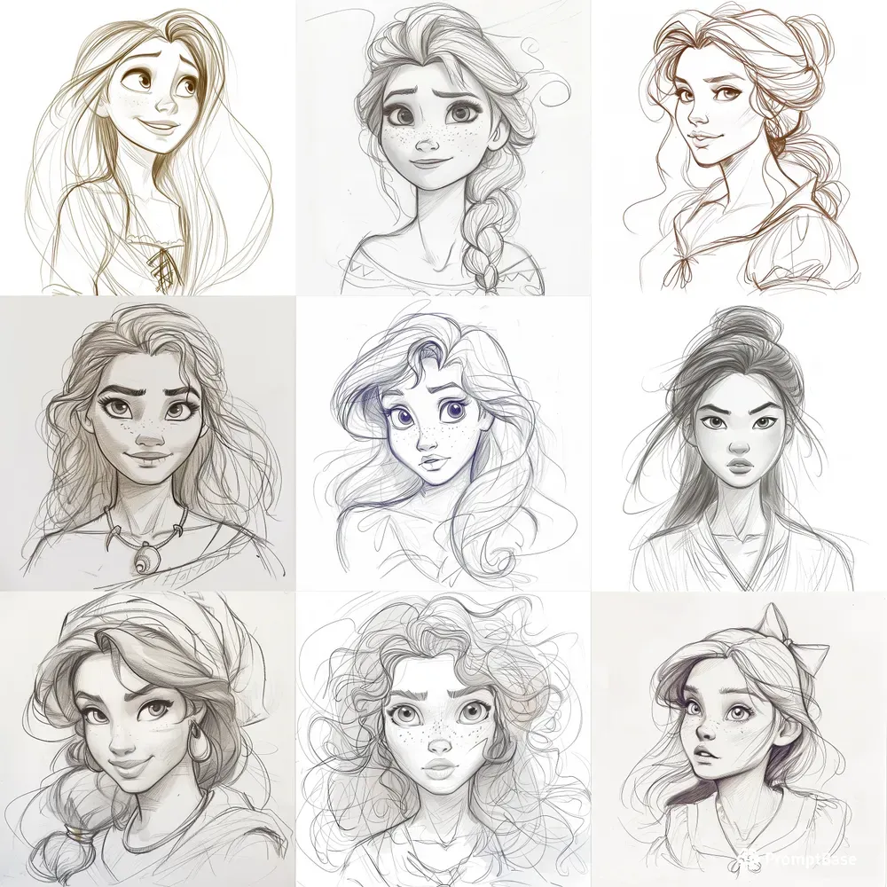 Artistic Sketch Of Movie Characters