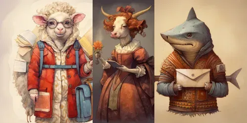 Whimsical Drawings Of Animals In Clothes generated by midjourney