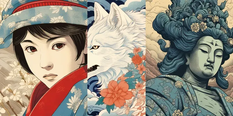 Elegant Japanese Lithographs generated by undefined