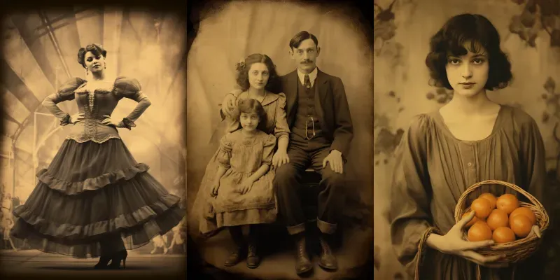 Vintage Sepia Photographs Portraits generated by undefined