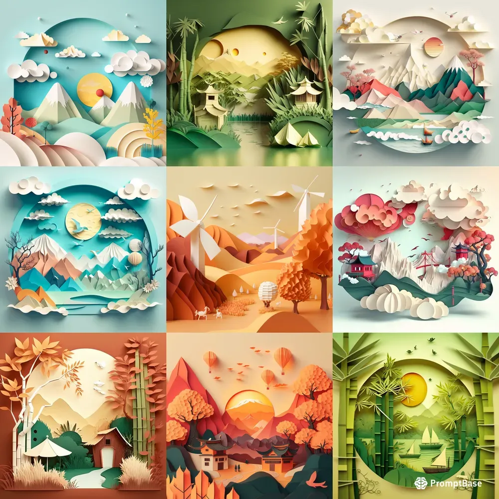 Tranquil Serenity Paper Art Landscapes