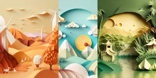 Tranquil Serenity Paper Art Landscapes generated by midjourney