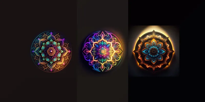 Illuminated Mandala Sticker Vectors generated by undefined