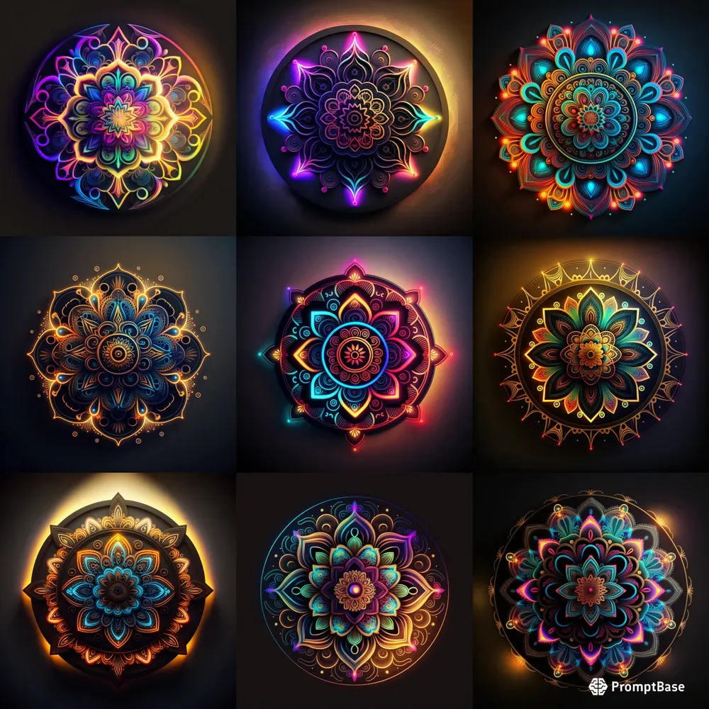 Illuminated Mandala Sticker Vectors