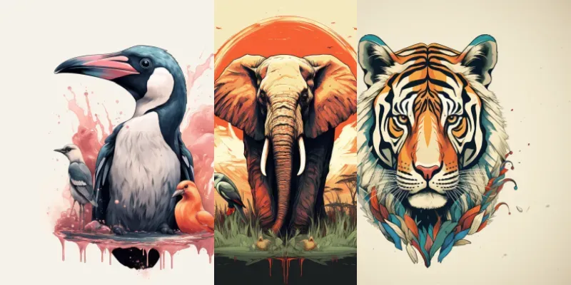 Exotic Animal Illustrations generated by undefined