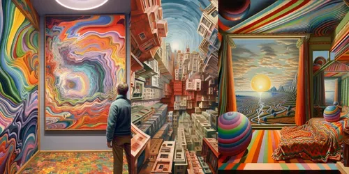 Surrealist Colorful Paintings generated by midjourney