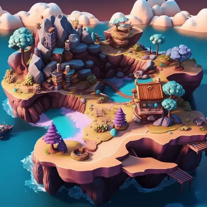 Beautiful 3D Stylized Floating Islands