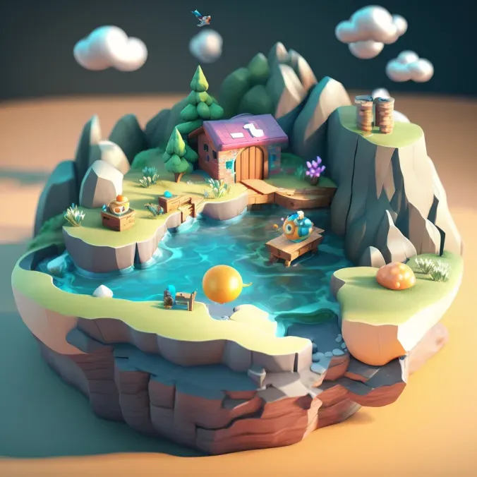 Beautiful 3D Stylized Floating Islands