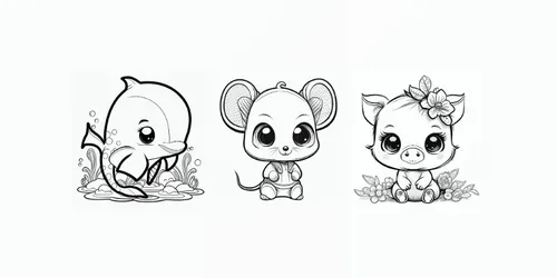 Coloring Cute Animals generated by midjourney