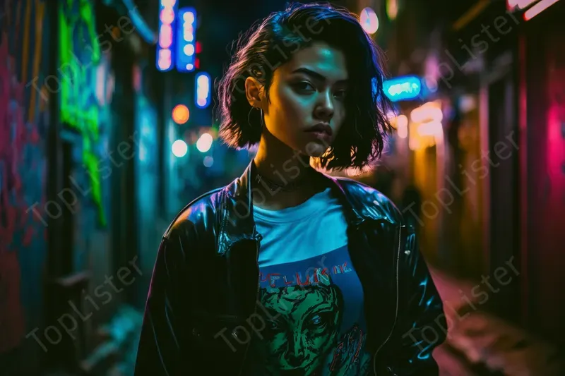 Alley Beauties With Neon Signs