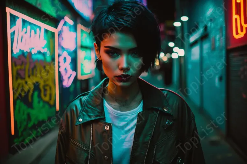 Alley Beauties With Neon Signs