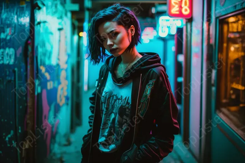 Alley Beauties With Neon Signs