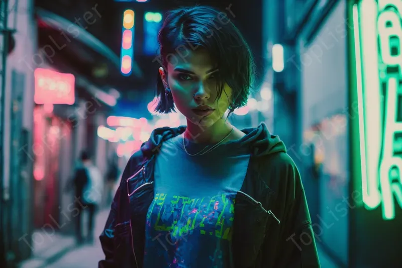 Alley Beauties With Neon Signs