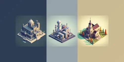 3D Isometric Game Assets generated by midjourney