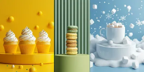 3D Soft Pop Food Dessert Displays generated by midjourney