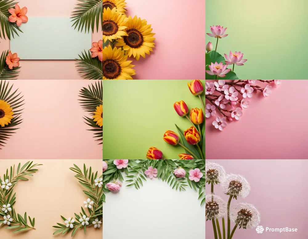 Flowers Frames Pastel Backgrounds