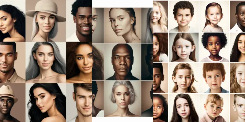 Group Composite Portraits Collages generated by undefined