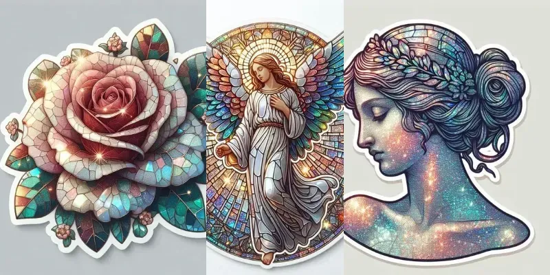 Glitter Vintage Mosaic Stickers generated by undefined