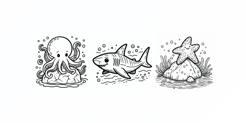Cute Marine Life Coloring Pages For Kids generated by undefined