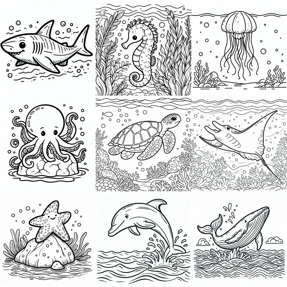 Cute Marine Life Coloring Pages For Kids