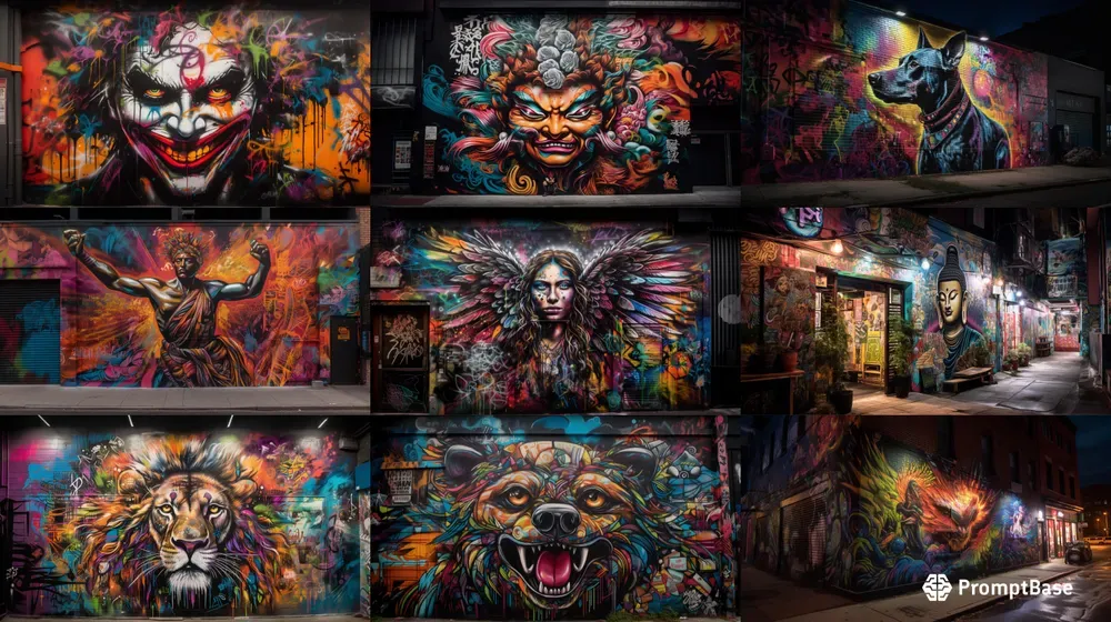 Graffiti Murals Well-lit